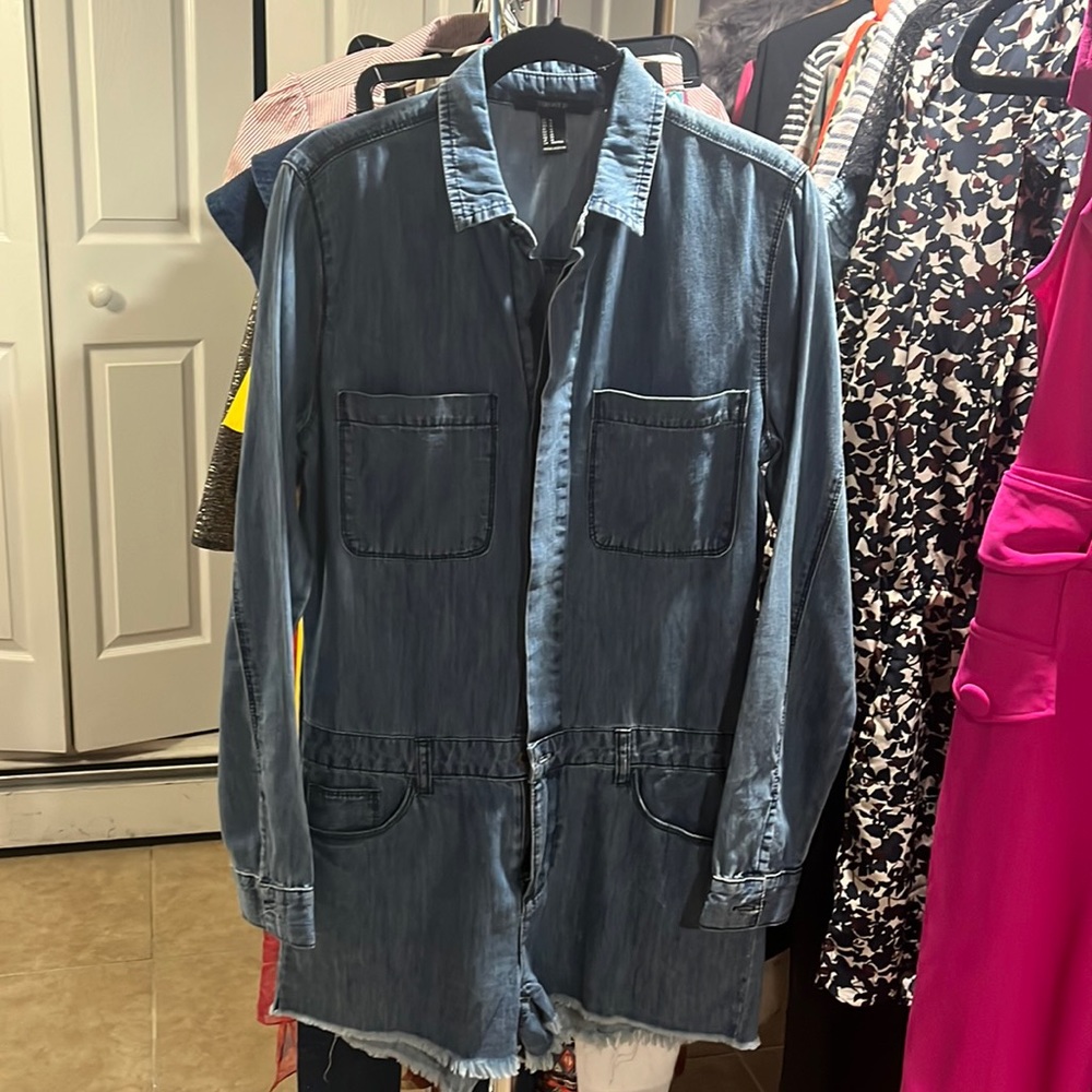 Forever 21 denim shorts jumpsuit